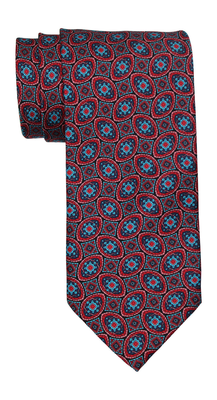 Italo Ferretti Satin Pink Blue Medallion Tie