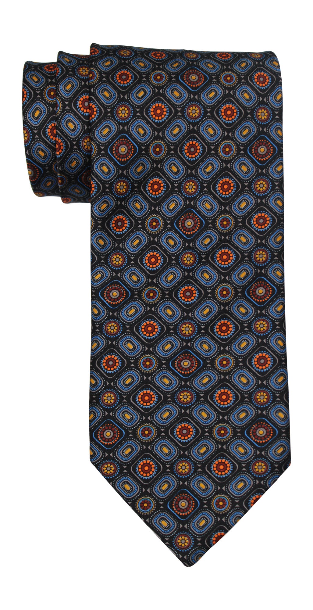 Italo Ferretti Satin Multicolor Geometric Tie