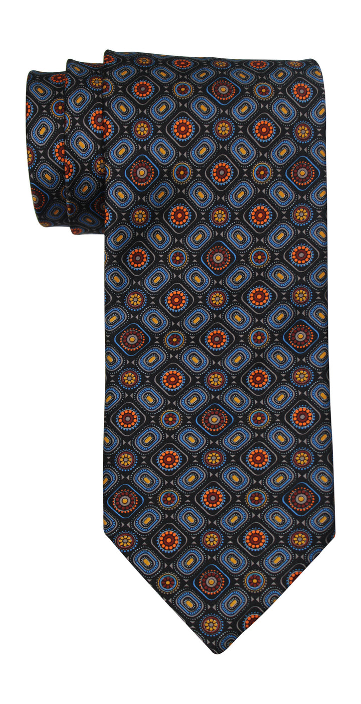 Italo Ferretti Satin Multicolor Geometric Tie
