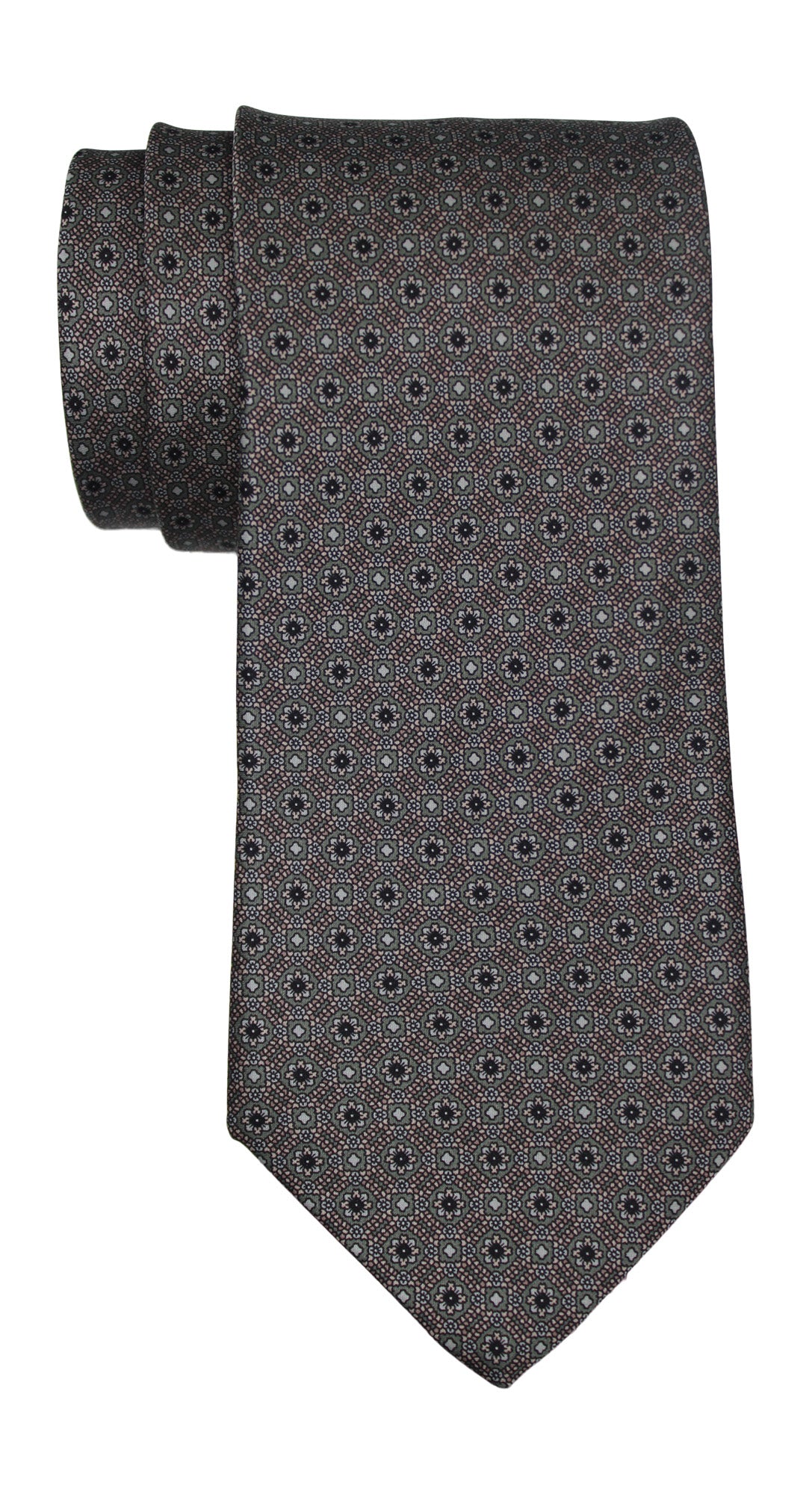 Italo Ferretti Satin Gray Complex Geometric Tie