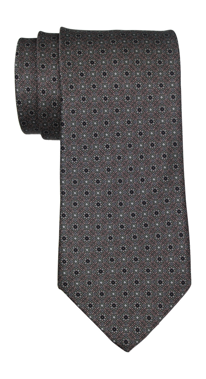 Italo Ferretti Satin Gray Complex Geometric Tie