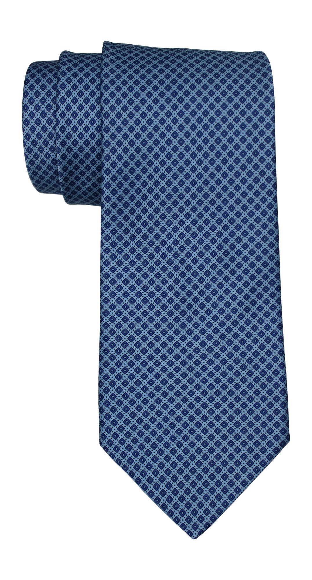 Italo Ferretti Satin Blue Neat Geometric Tie