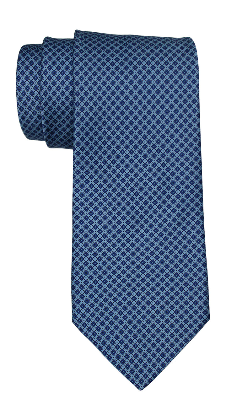 Italo Ferretti Satin Blue Neat Geometric Tie