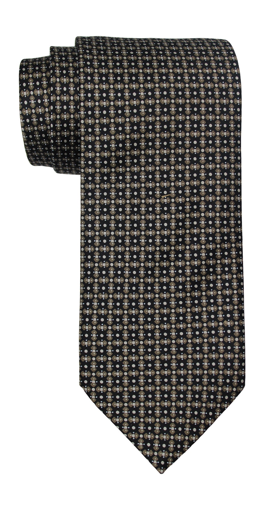 Italo Ferretti Satin Black Brown Geometric Tie