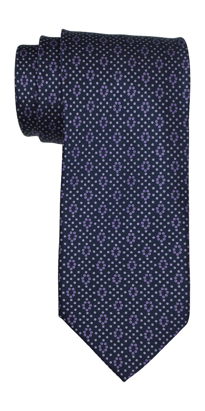 Italo Ferretti Satin Navy Purple Geometric Tie