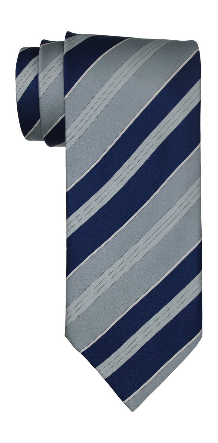 Italo Ferretti Satin Navy Ivory Striped Tie