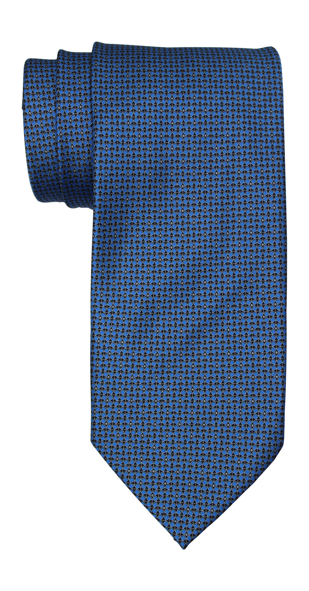 Italo Ferretti Satin Blue Navy Neat Geometric Tie