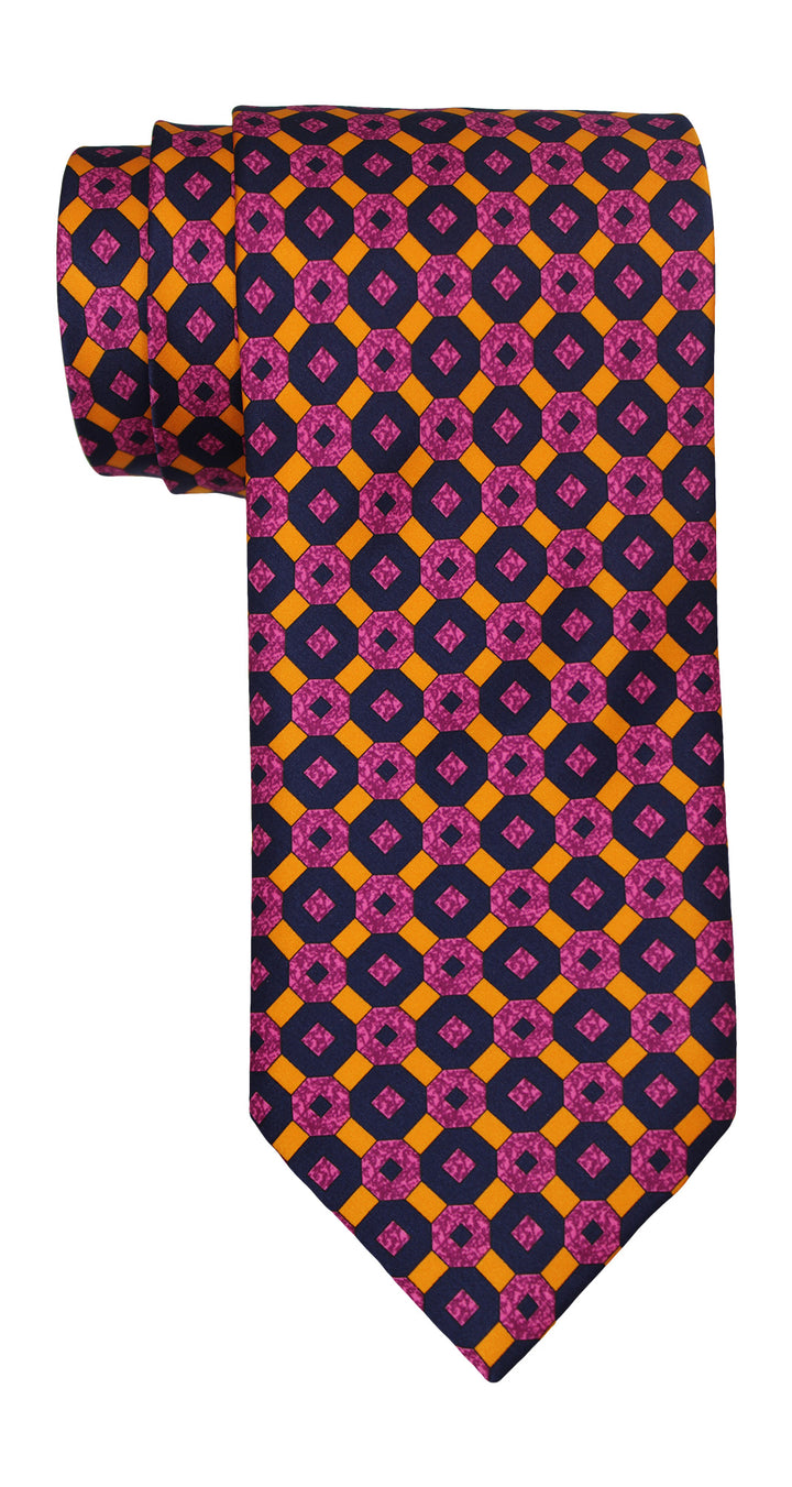 Italo Ferretti Satin Geometric Multicolored Tie