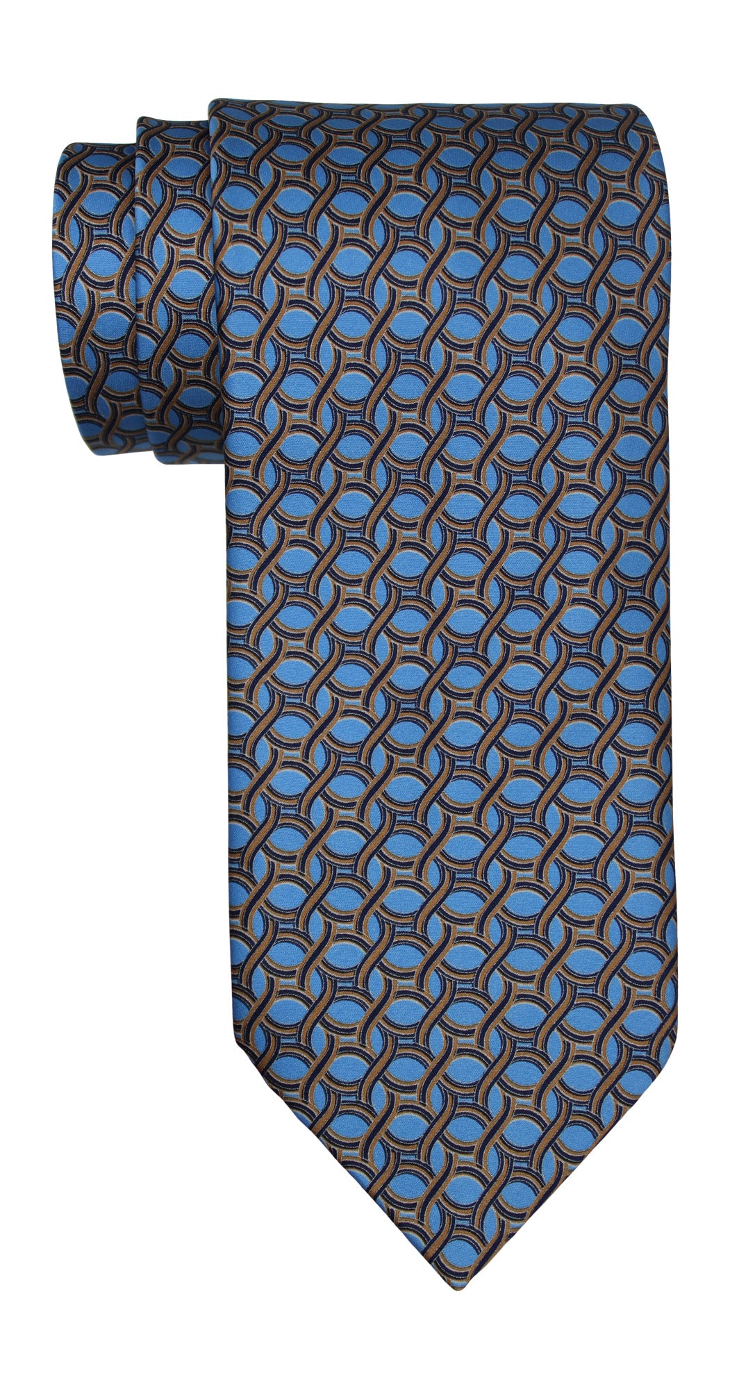 Italo Ferretti Satin Geometric Blue Tie