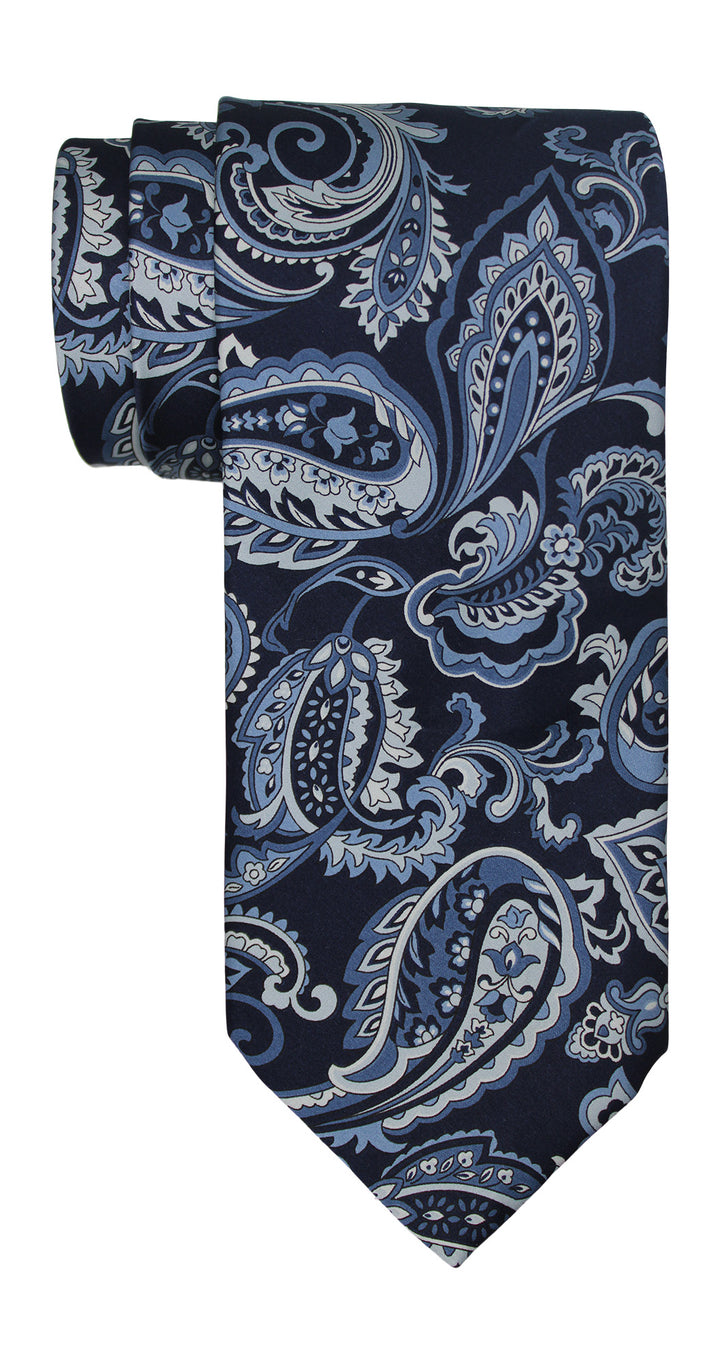 Italo Ferretti Satin Navy Paisley Tie