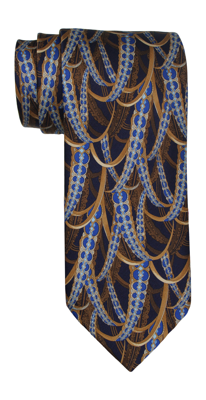Italo Ferretti Satin Brown Hanging Tapestry Tie