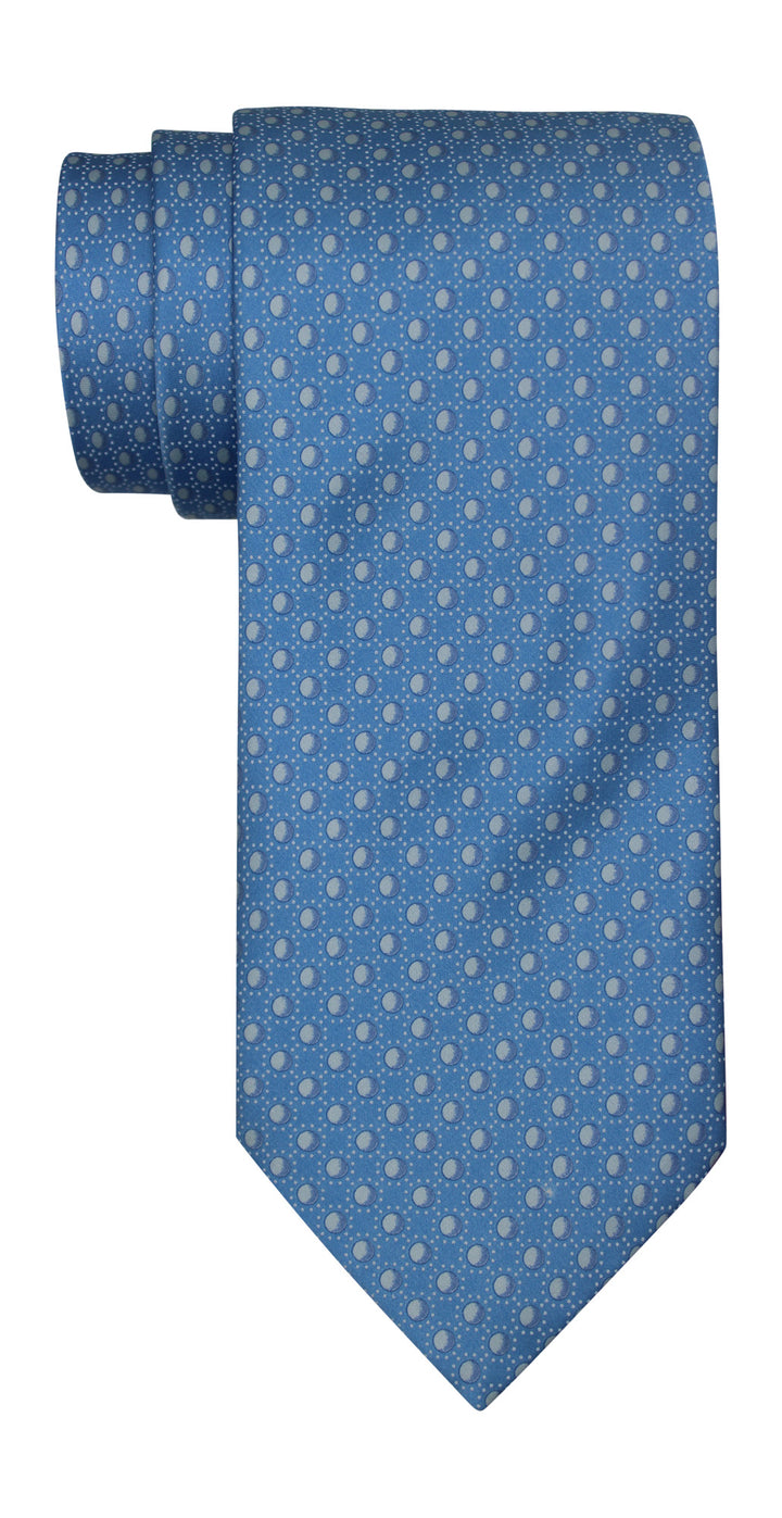 Italo Ferretti Satin Blue White Geometric Tie