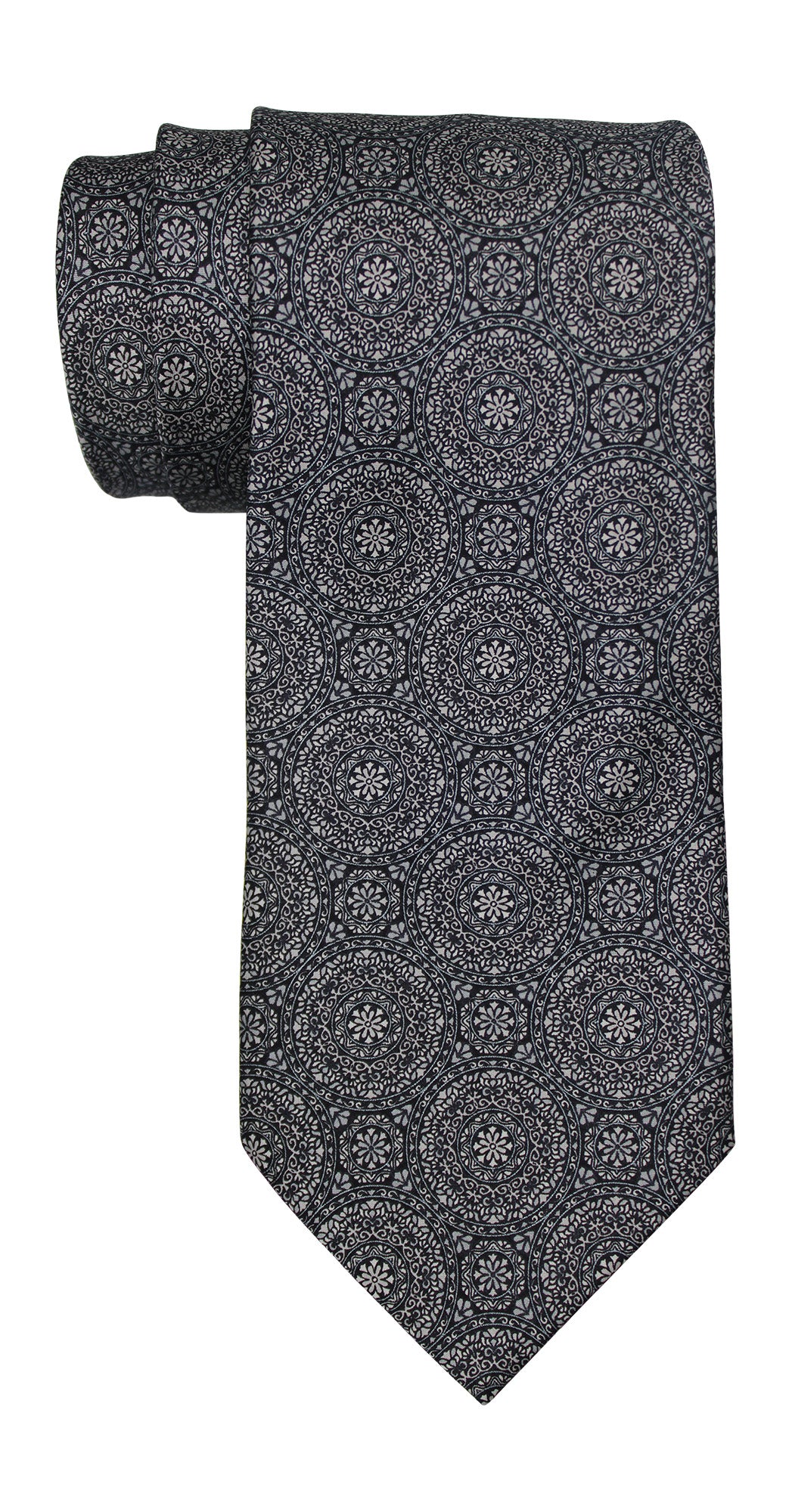Italo Ferretti Satin Gray Fancy Medallion Tie