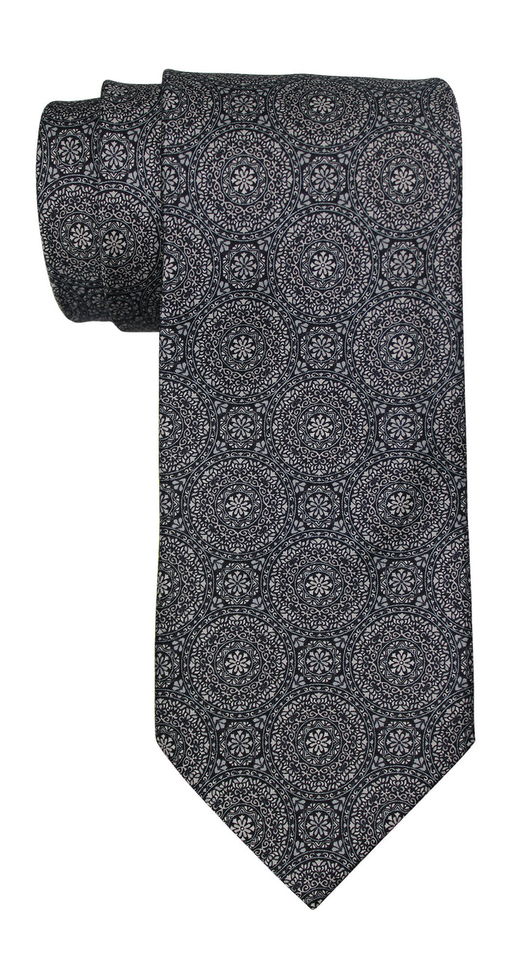 Italo Ferretti Satin Gray Fancy Medallion Tie