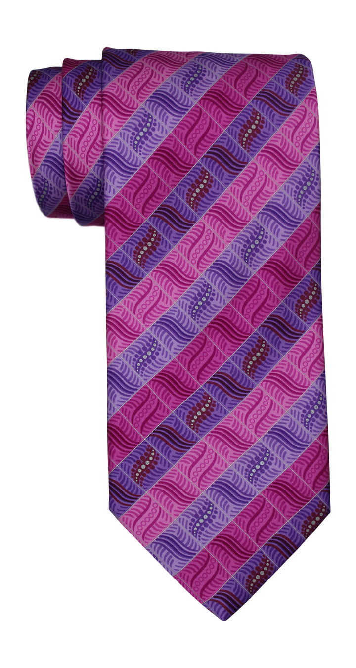 Italo Ferretti Satin Pink Purple Geometric Tie