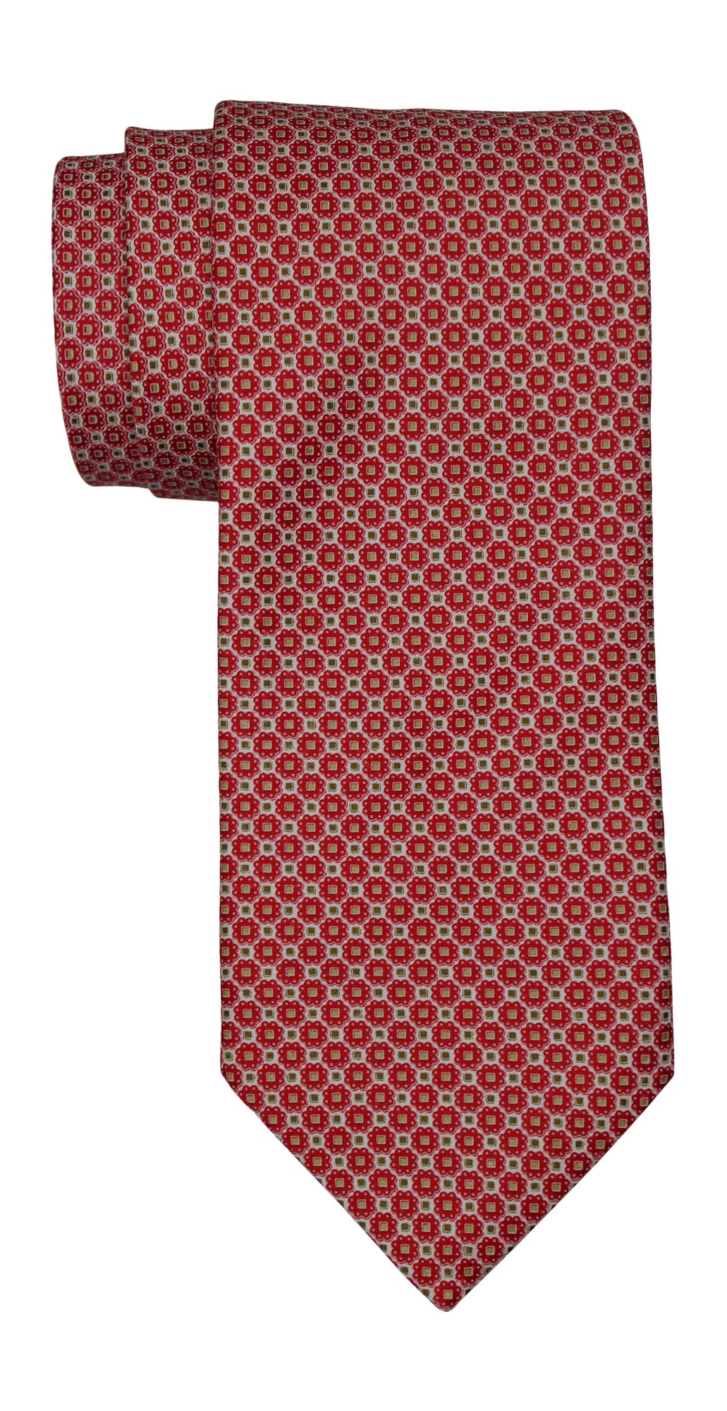 Italo Ferretti Satin Red Neat Flower Tie