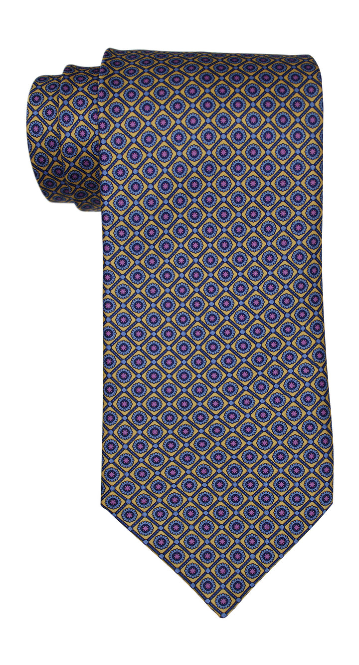 Stefano Ricci Luxury Collection Satin Yellow Geometric Tie