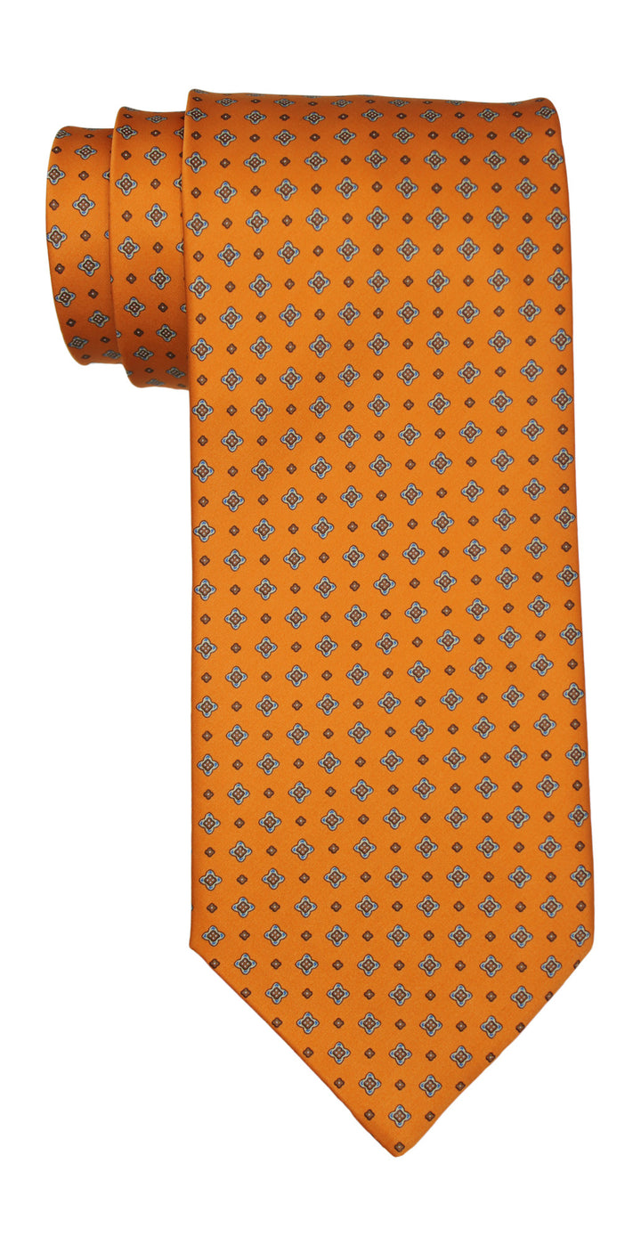 Stefano Ricci Satin Orange Geometric Tie
