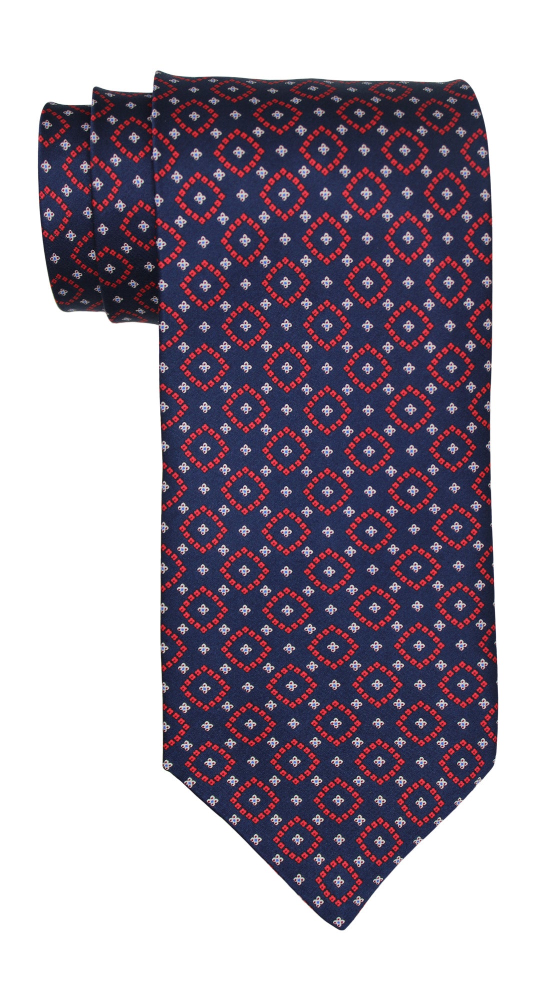 Stefano Ricci Satin Navy Red Geometric Tie