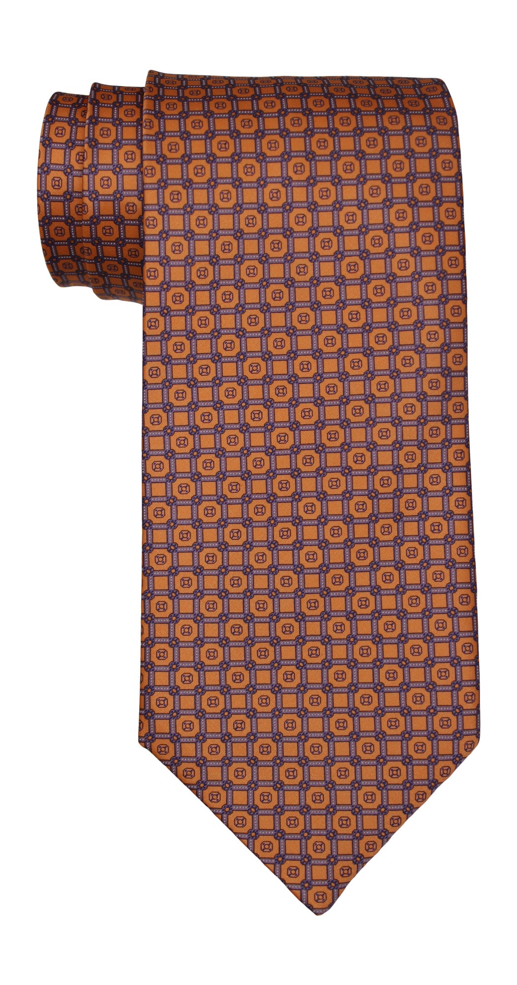 Stefano Ricci Satin Orange Geometric Tie