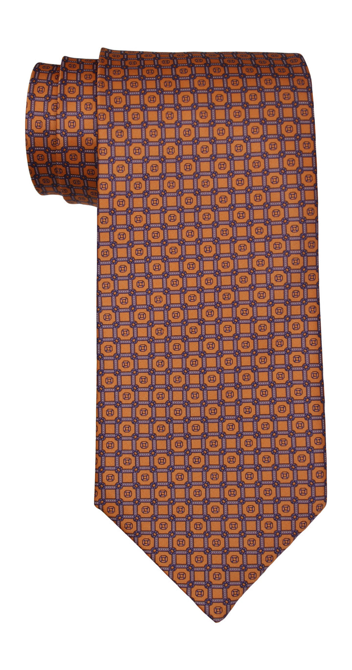 Stefano Ricci Satin Orange Geometric Tie