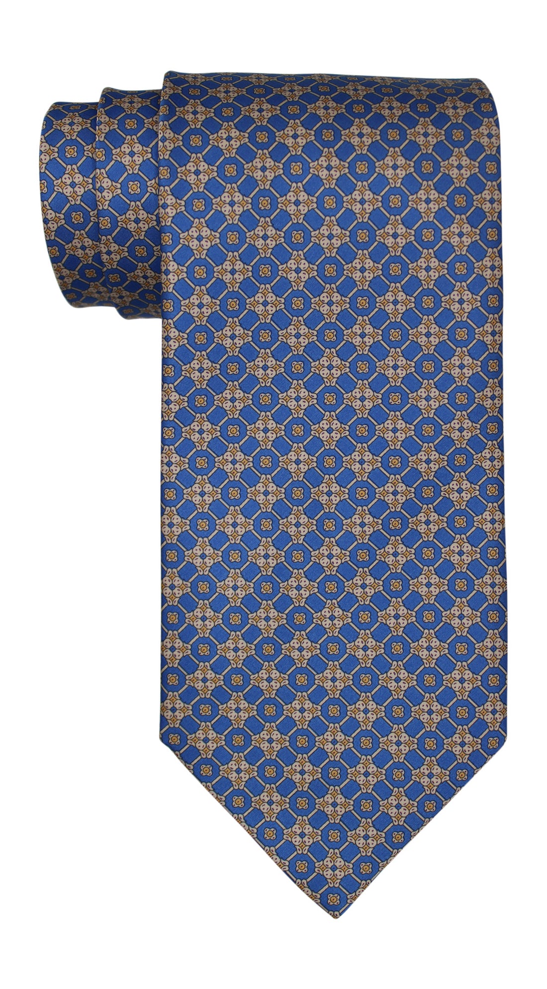 Stefano Ricci Satin Blue Geometric Tie