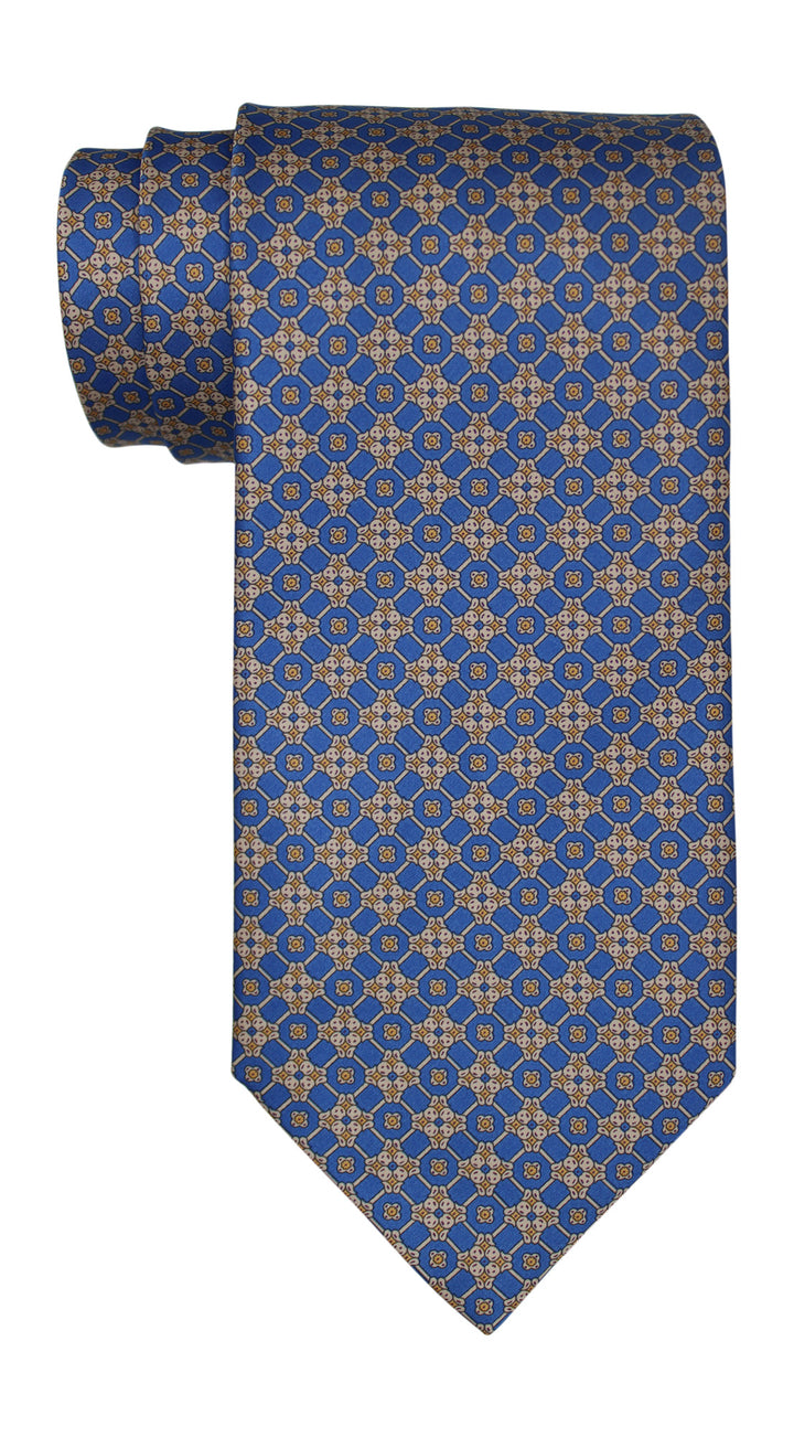 Stefano Ricci Satin Blue Geometric Tie