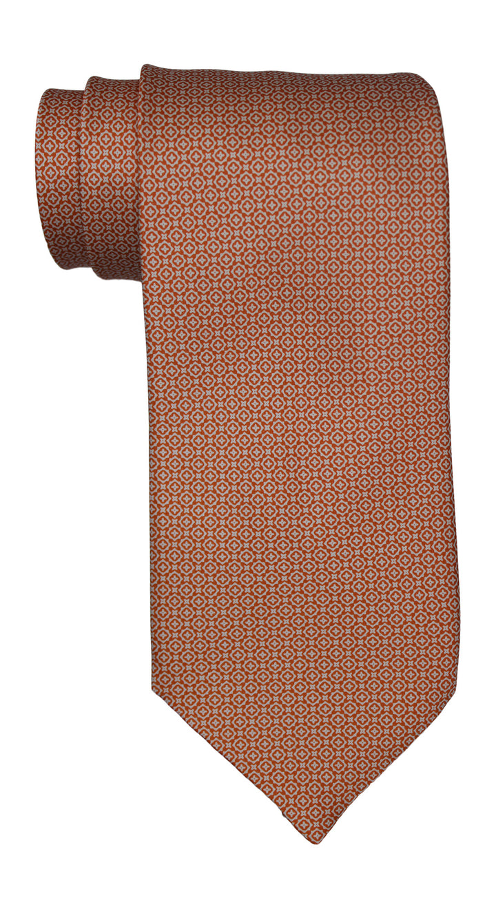 Stefano Ricci Satin Orange Neat Geometric Tie