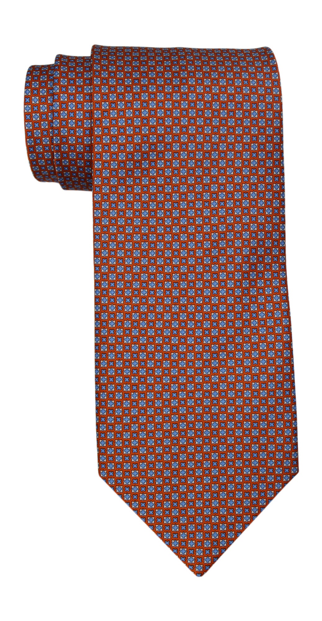 Stefano Ricci Satin Orange Neat Geometric Tie