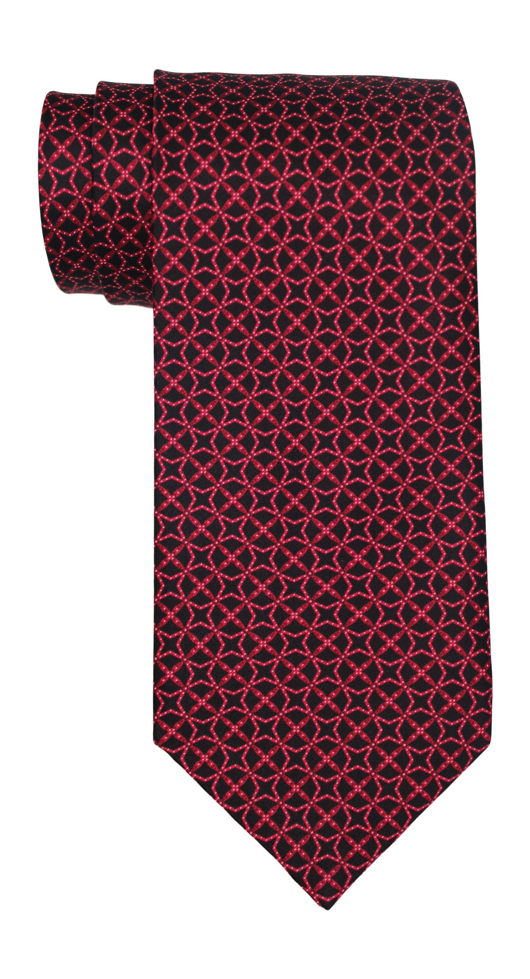 Stefano Ricci Satin Black Red Geometric Tie