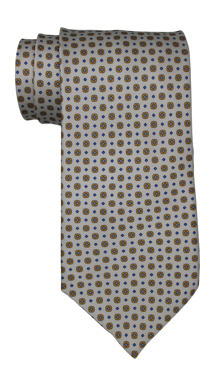 Stefano Ricci Satin White Geometric Tie