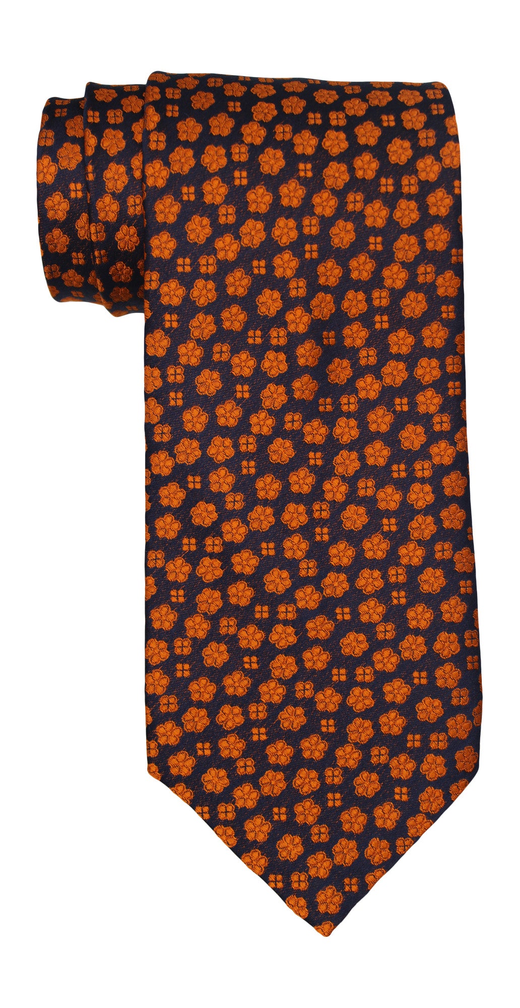Stefano Ricci Luxury Collection Navy Orange Flower Tie