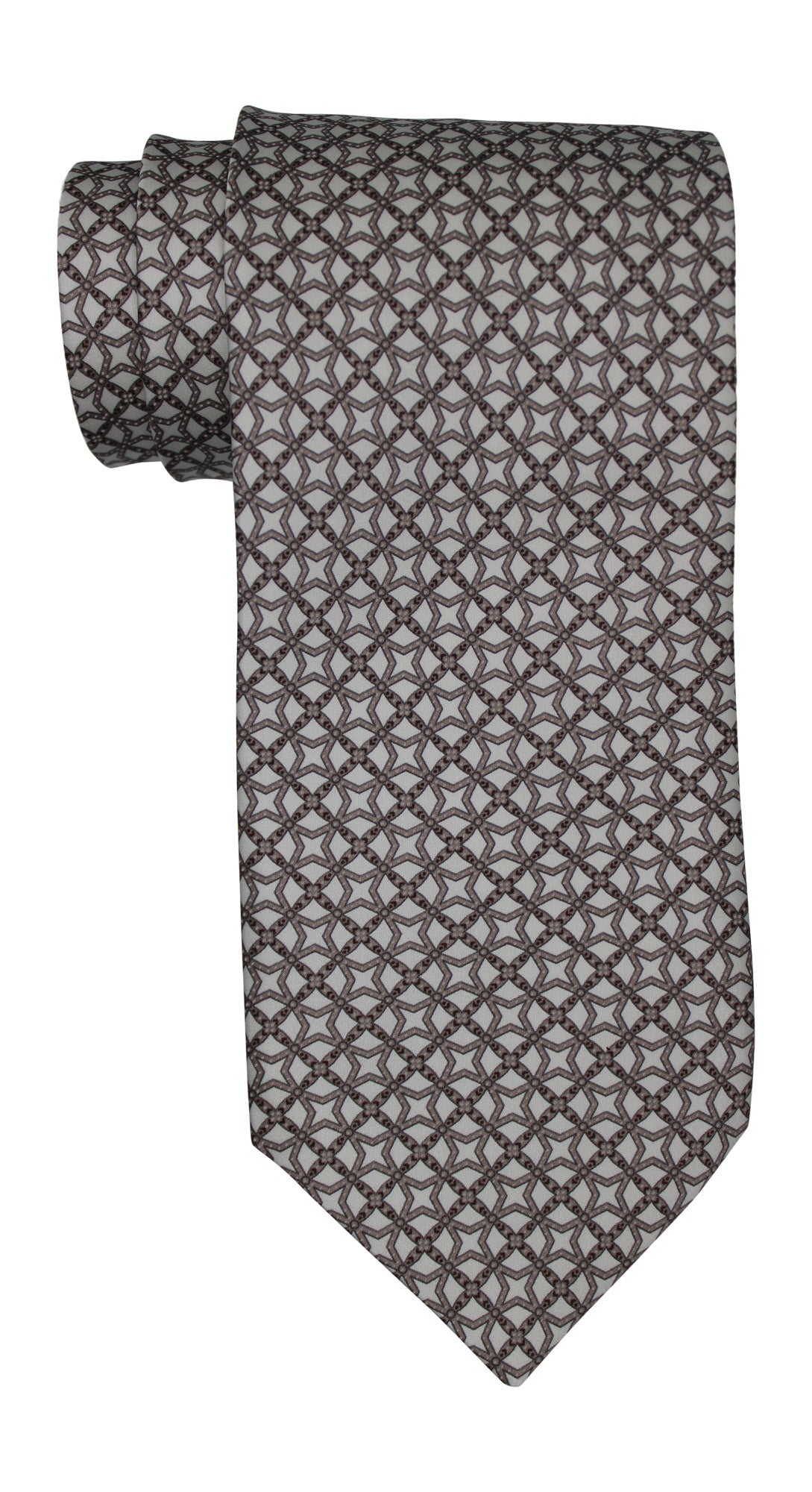 Stefano Ricci Satin Cream Tan Geometric Tie