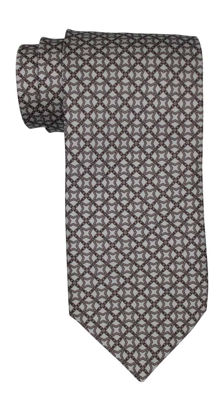 Stefano Ricci Satin Cream Tan Geometric Tie