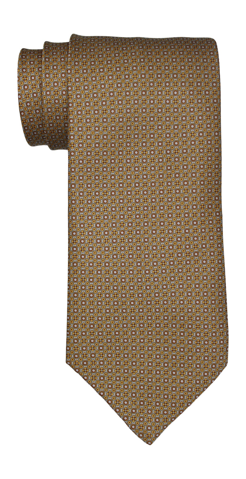 Stefano Ricci Satin Neat Yellow Geometric Tie