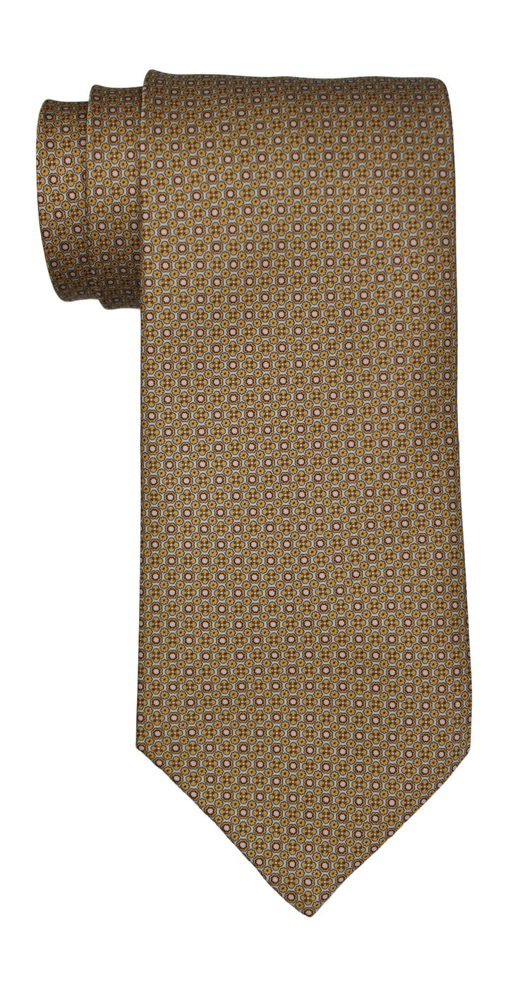 Stefano Ricci Satin Neat Yellow Geometric Tie