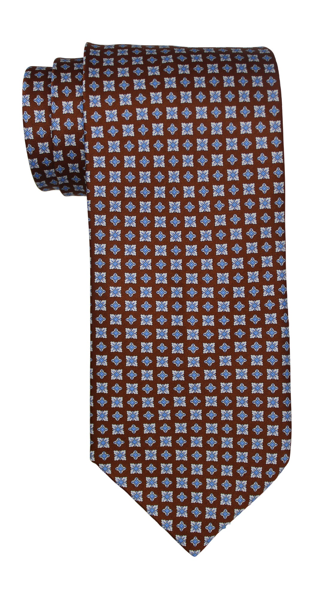 Stefano Ricci Satin Brown Geometric Tie