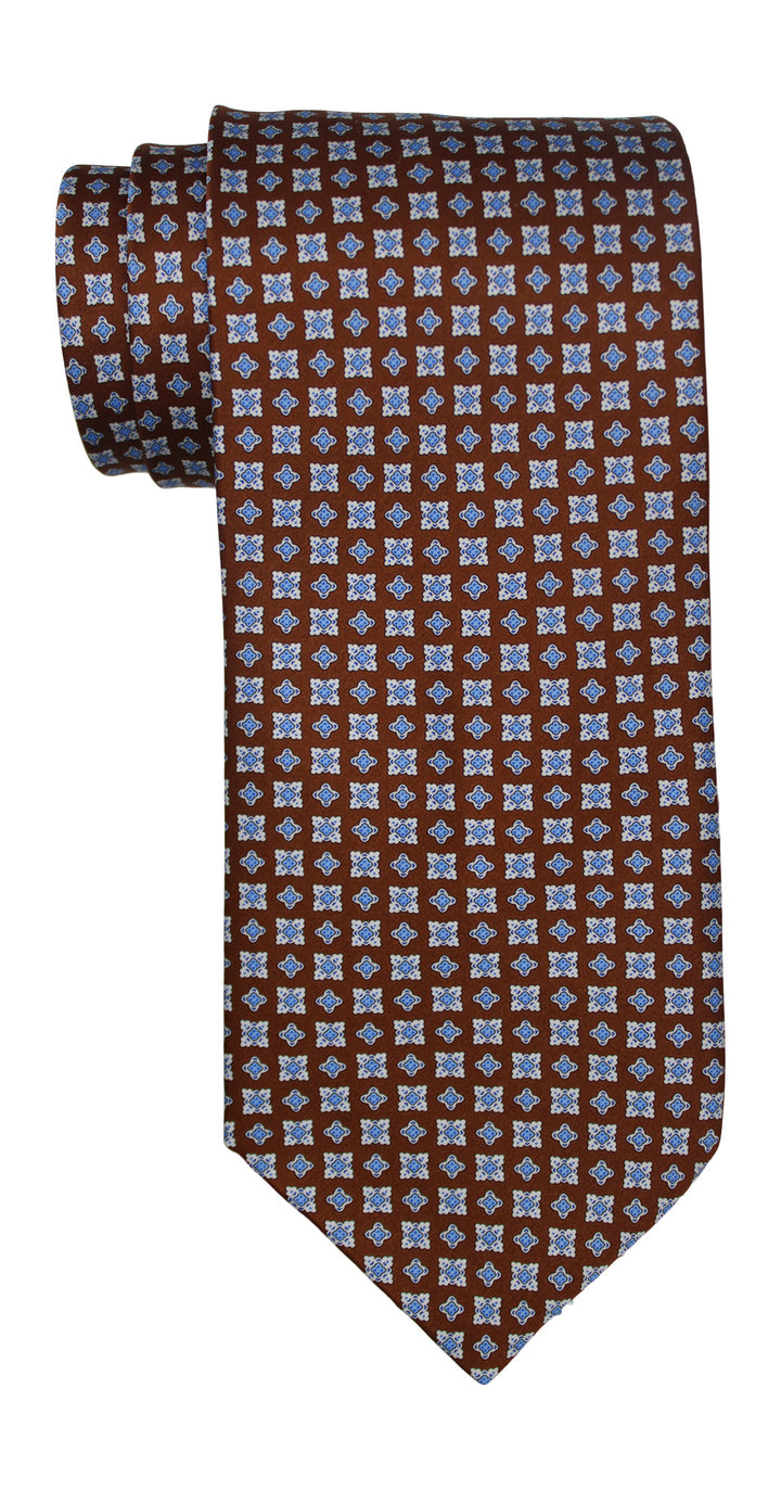 Stefano Ricci Satin Brown Geometric Tie