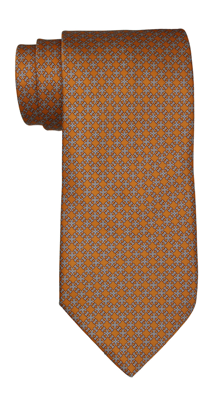 Stefano Ricci Satin Orange Geometric Tie