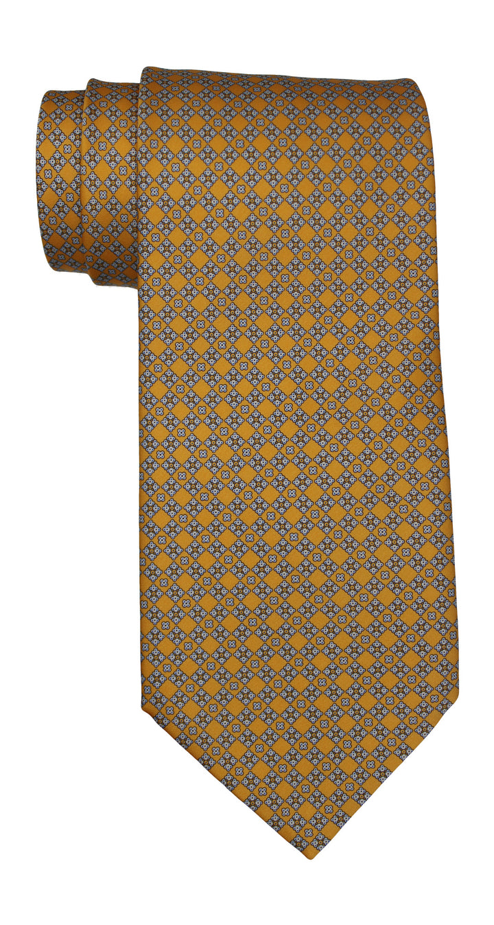 Stefano Ricci Satin Yellow Geometric Tie