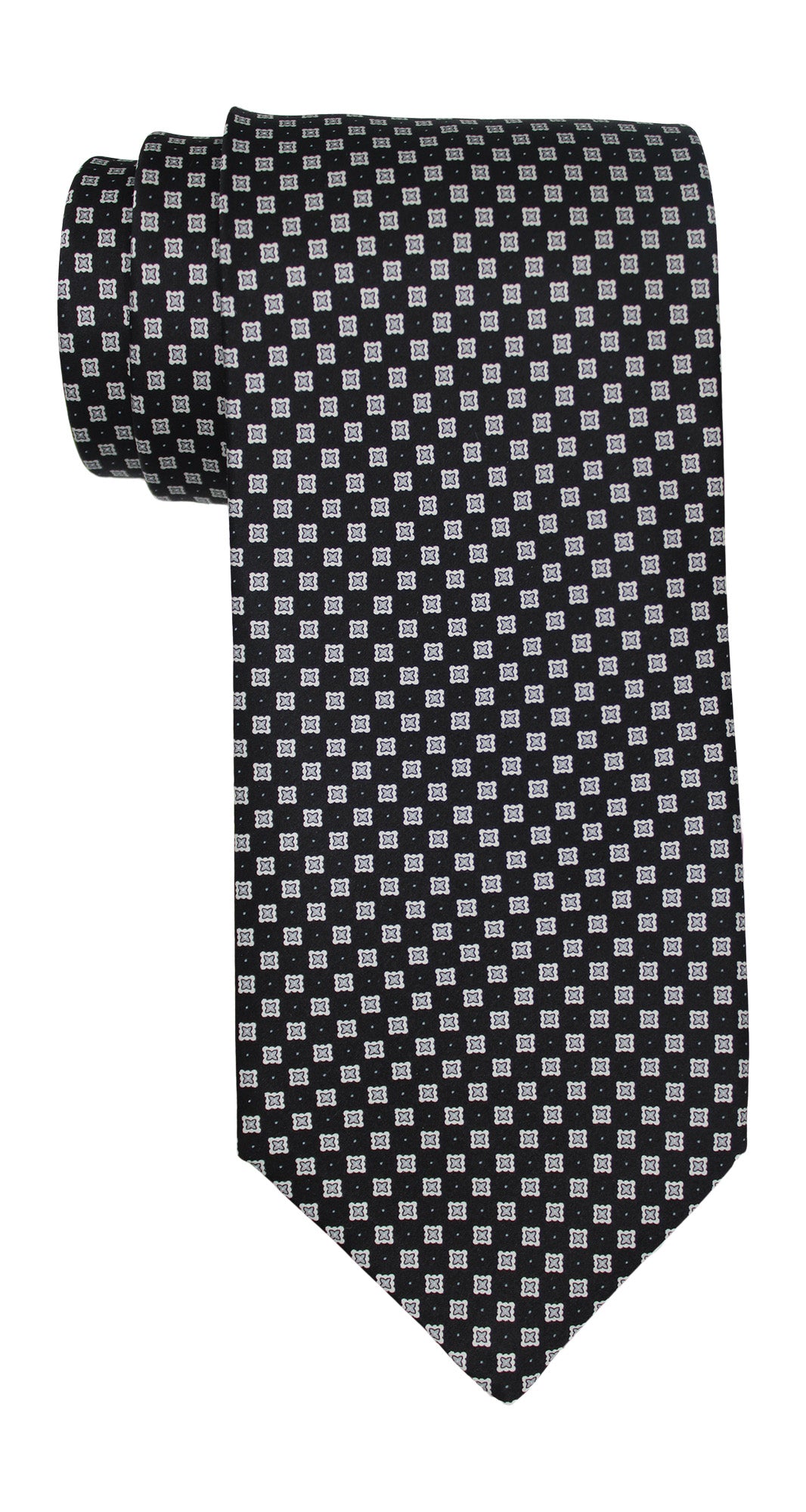 Stefano Ricci Satin Black Geometric Tie