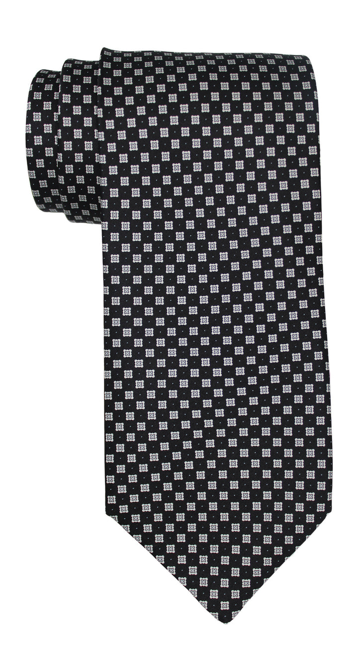 Stefano Ricci Satin Black Geometric Tie