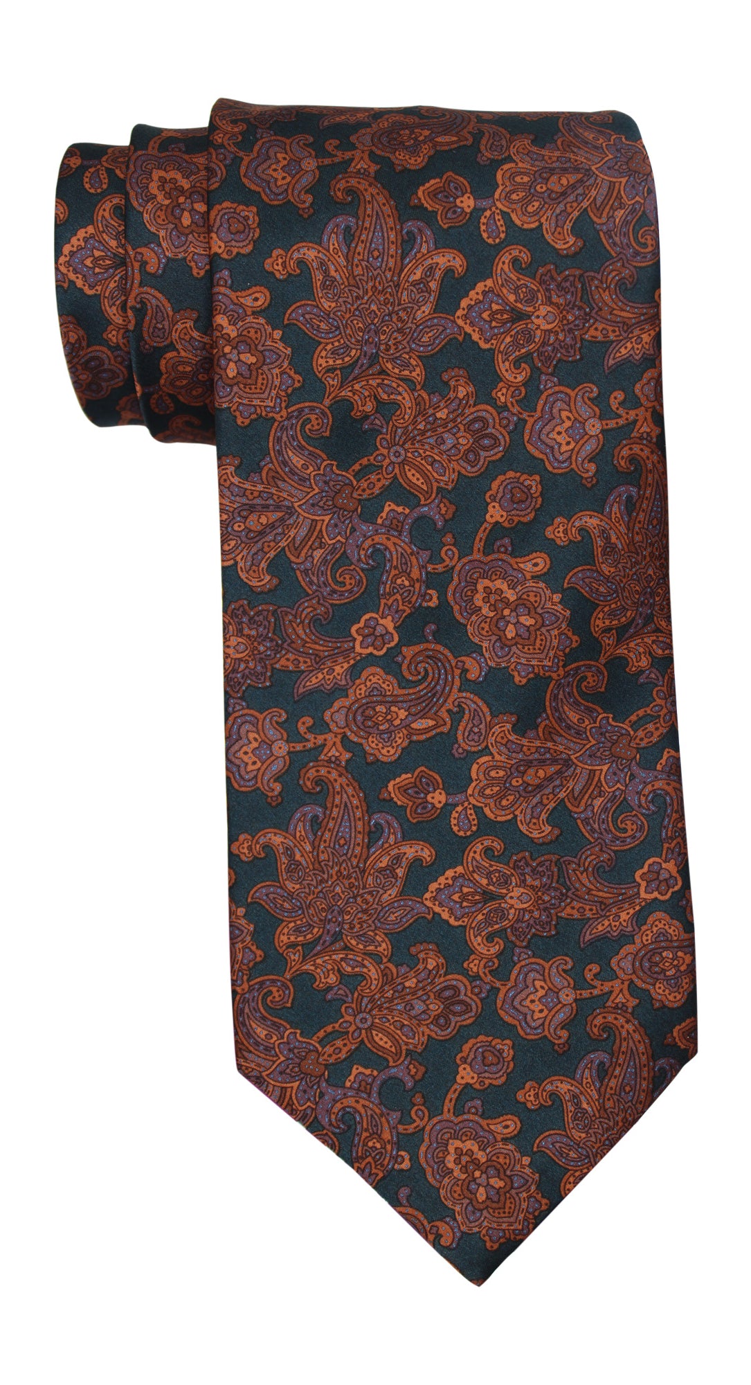 Stefano Ricci Luxury Collection Satin Green Bronze Paisley Tie