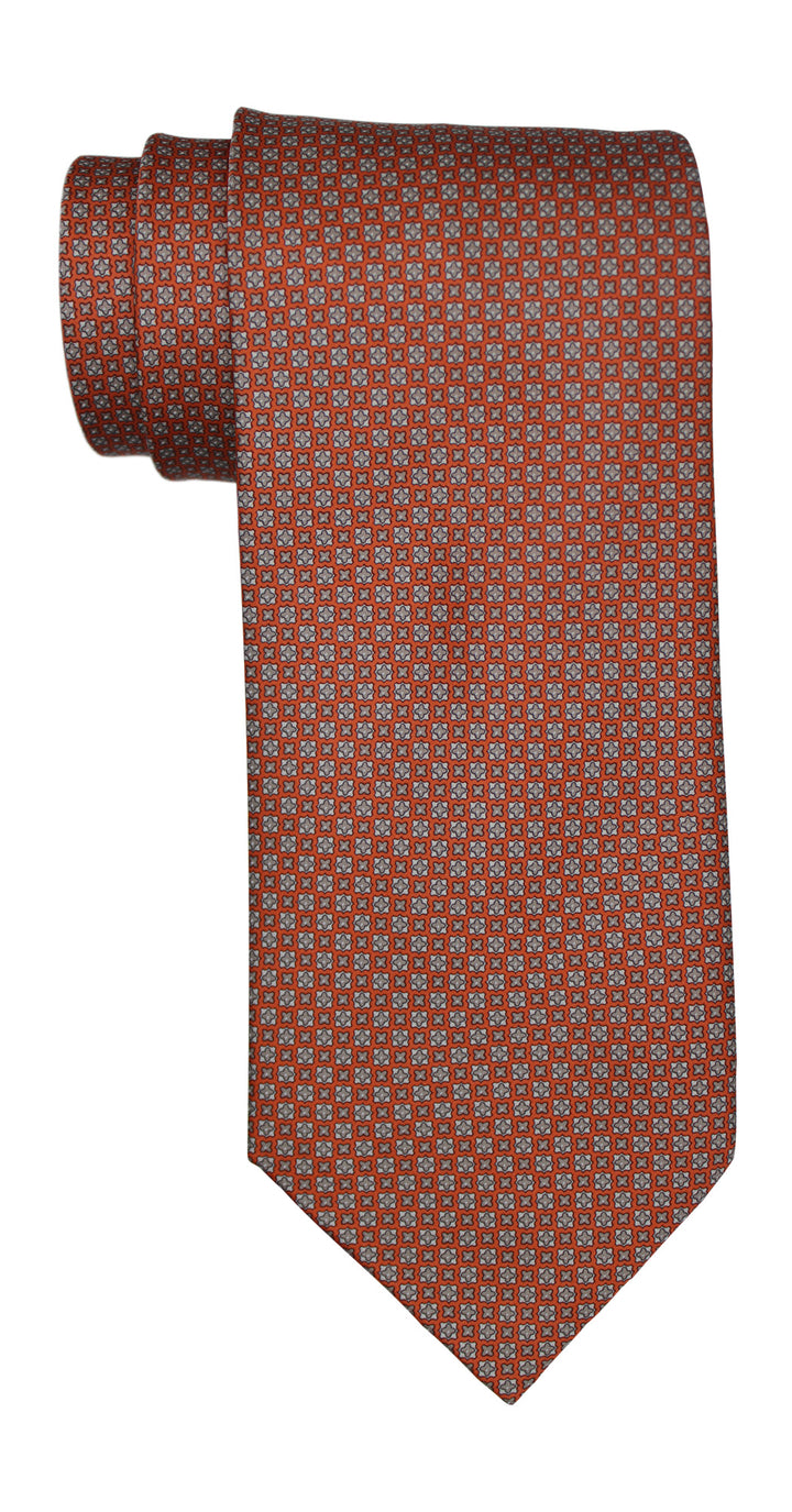Stefano Ricci Satin Orange Geometric Tie