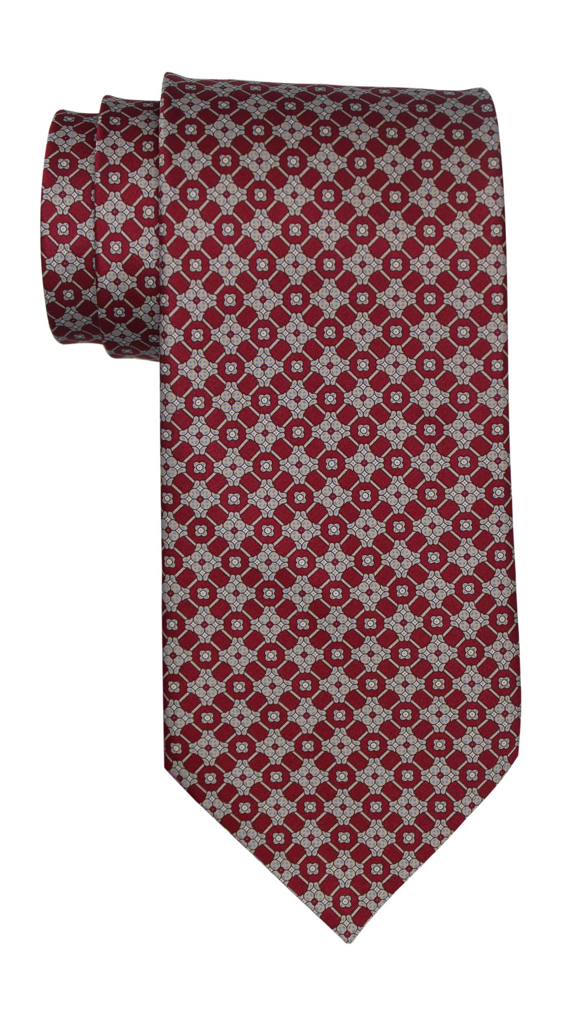 Stefano Ricci Satin Maroon Geometric Tie