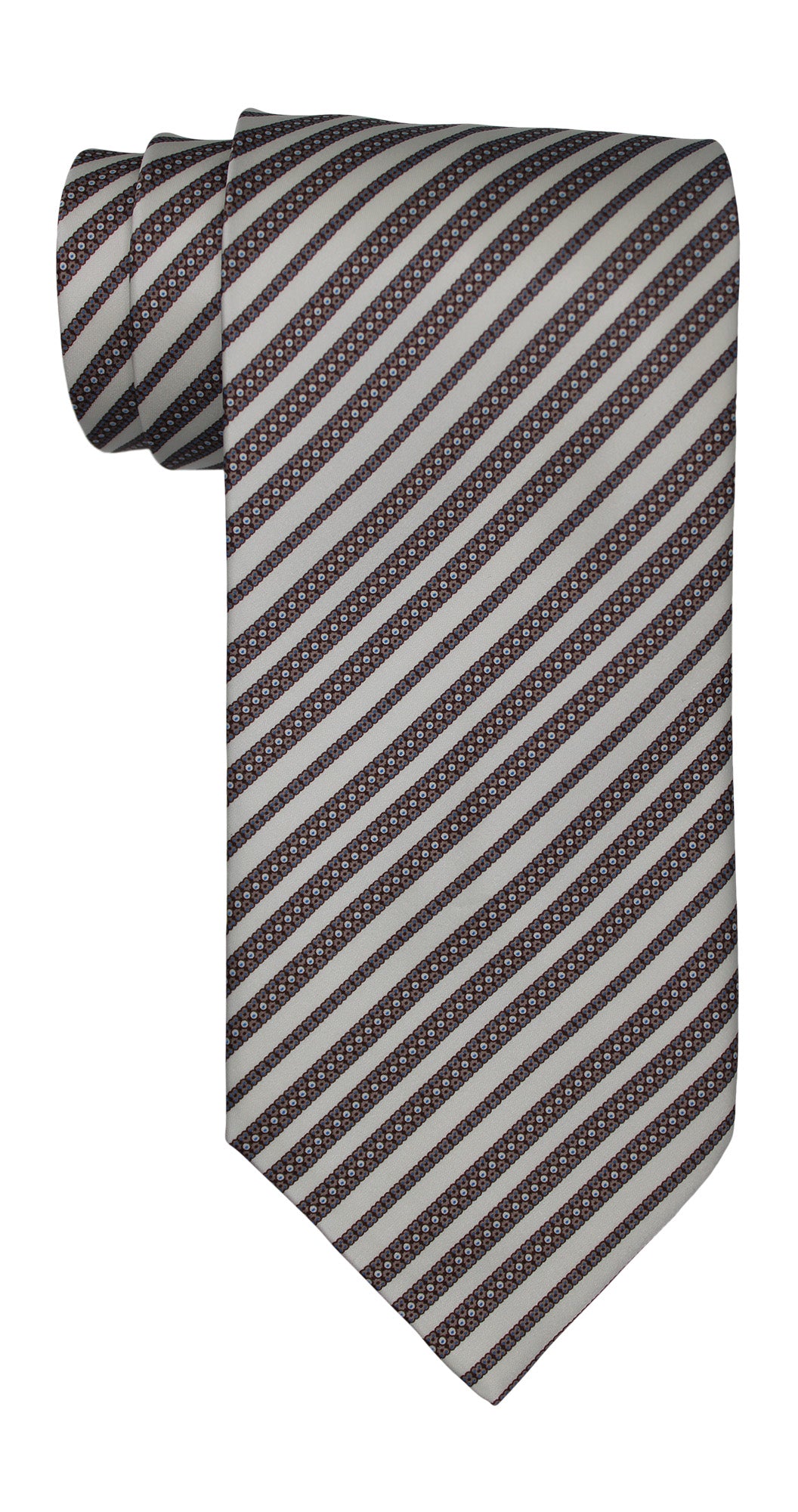 Stefano Ricci Satin Ivory Striped Tie