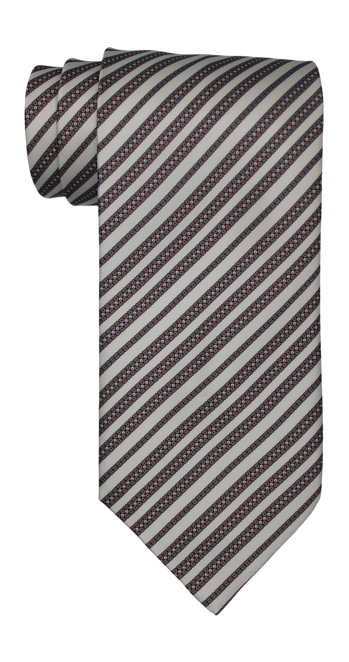 Stefano Ricci Satin Ivory Striped Tie