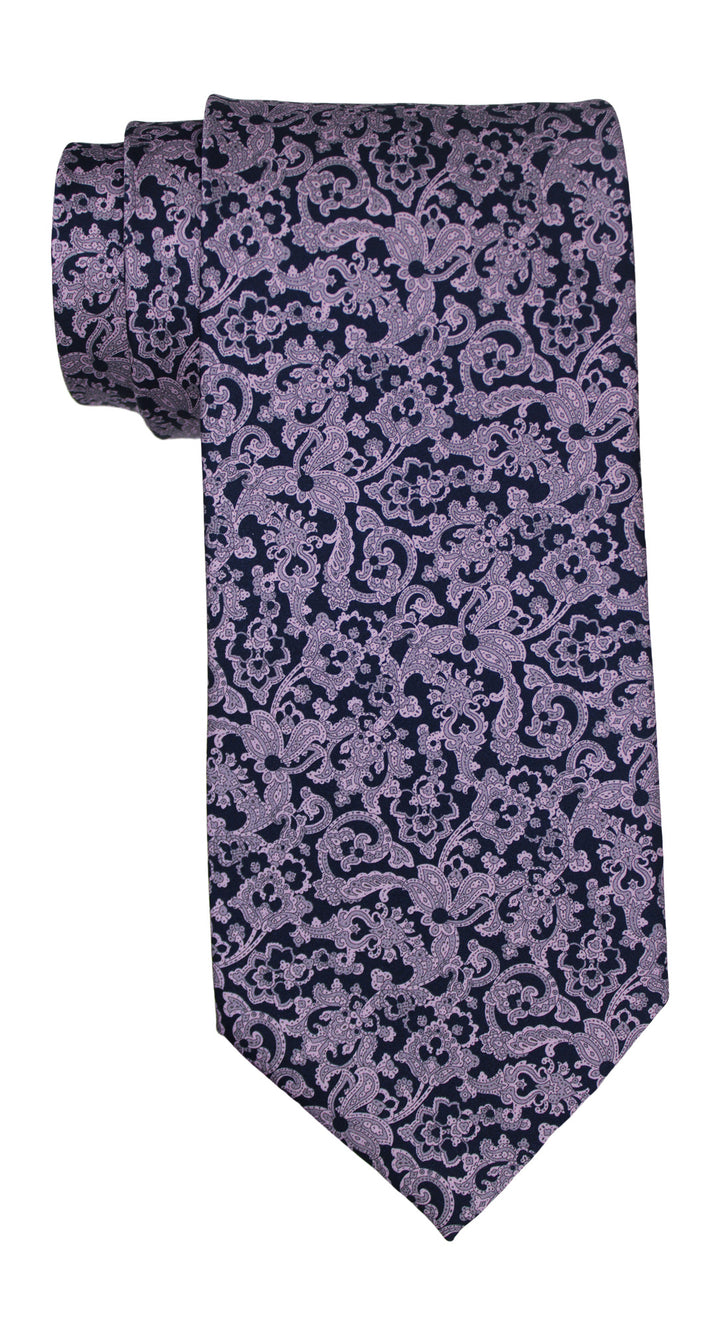 Stefano Ricci Luxury Collection Satin Pink on Navy Paisley Tie