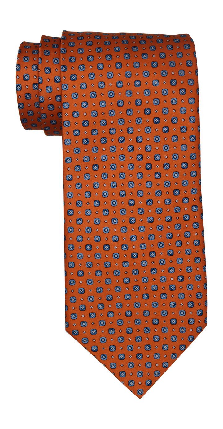 Stefano Ricci Satin Orange Geometric Tie