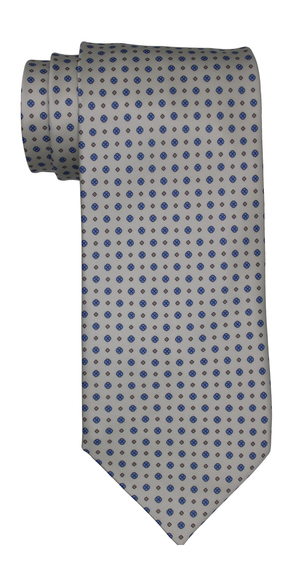 Stefano Ricci Satin White Geometric Tie